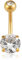 GD GOOD.designs Bauchnabelpiercing Chirurgenstahl 316L in Gold - Wasserfest I Echter Kristall Bauchnabel Piercing für Damen I Echtschmuck Nabelpiercing