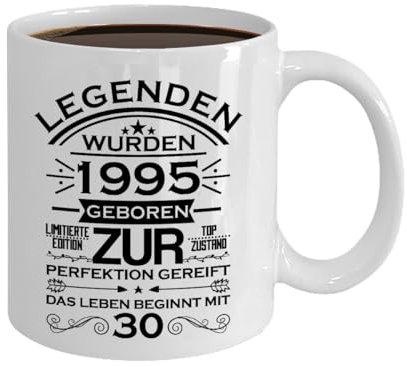 30 Geburtstag Legenden 1995 geboren Keramik 375 Milliliter Mann Frau Scherzartikel Tasse Kaffeebecher Geschenkidee (30 Jahre)