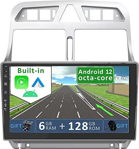 YUNTX Android 14 [6GB+128GB] 2 DIN Autoradio para Peugeot 307 SW CC (2002-2013)- [Integrado CarPlay/Android Auto/DSP/GPS]-9”IPS Touch Screen-Cámara+Mic-Dab/Control del Volante/Arranque rápido/BT 5.0