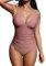 CUPSHE - Costume da bagno da donna a triangolo con scollo a V, a strisce, tinta unita, drappeggio sull’addome, Fagioli rosa., M