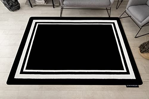 Elegant Teppich Hampton für Zimmer, Wohnzimmer, Schlafzimmer, Border Rahmen schwarz 120x170 cm