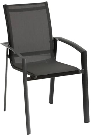 Hespéride - Gartensessel, stapelbar, Axant, Anthrazit und Graphit – Rostfrei und Texaline – Möbel für Garten, Terrasse, Balkon