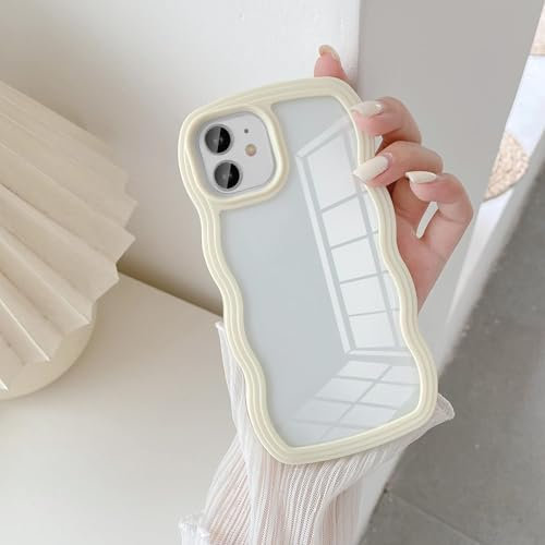 UEEBAI Hülle für iPhone 11, Wellen Rahmenform Silikon Stoßfeste Schutzhülle Anti-Kratzt Tansparent Rückseite TPU Bumper Cover für Mädchen Frauen Handyhülle für iPhone 11 - Gelb