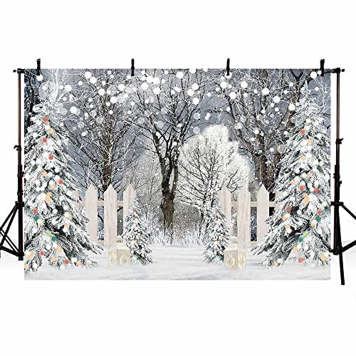 AIBIIN 2,1 x 1,5 m Weihnachts-Fotografie-Hintergrund, funkelnder Schnee, Wald, Weihnachtsbaum, Urlaub, Hintergrund, Kinder, Familie, Party, Porträt, Dekoration, Banner, Fotoautomaten, t1604