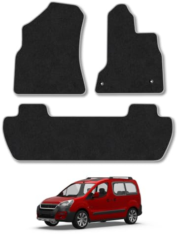Peugeot Partner Tepee (2008-2018) Carpet Car Mats | Grey Edge Trim Tailored Fit Floor Mats Full Coverage Protection Accessories Easy Clean Anti Slip Made in the UK