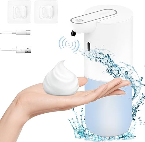 Seifenspender Automatisch,Automatischer Seifenspender,Weiß Wandmontag Seifenspender für Bad,USB Wiederaufladbar Schaumseifenspender für Bad, Toilette, Küche und Büro (Weiß)