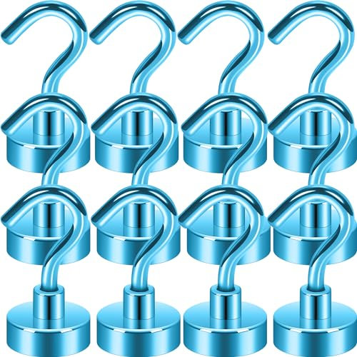 Neosmuk Magnetic Hooks, Cruise Ship Essentials, 30lb+ Heavy Duty Magnetic Hooks for Cruise Cabins, Refrigerator, Grill, Hanging, and Travel | Extra Strong Must-Haves Magnet Hook(RoyalBlue,Pack of 12)