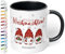 Weihnachtstasse mit Namen „Frohe Weihnachten!“ - mit 3 Wichtel-Motiv - 330ml - personalisierter Keramik Kaffeebecher mit Spruch – individuelles kleines Geschenk zu Weihnachten (Schwarz)