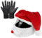 TGKYK Weihnachten Motorrad Helmbezug, Weihnachtsmann Motorradhelm Abdeckung Plüsch mit Touchscreen-Handschuhen, Autofahrer Handschuhe Herren, Weihnachtsmütze Helm mit Handschuhe Winter für Weihnachten
