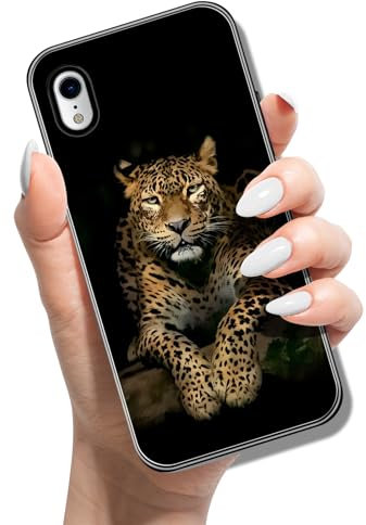 Silikon Hülle für iPhone X XS 5.8 mit Muster Tierdruck TPU Stoßfest Cover Handyhülle Case für Frauen Mädchen Mann Jungen - Leopard