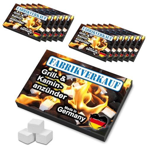 FABRIKVERKAUF (12 Stück / max. 576 Würfel) Weiße Anzündwürfel, deutscher Hersteller, Grillanzünder, Kaminanzünder, Ofenanzünder, Paraffin Würfel, Anzünder Made in Germany (Paraffin 12 Anzündplatten)