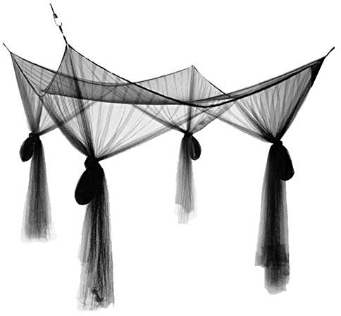 Otufan Moskitonetz-Betthimmel Für Doppelbetten, 188 X 217 X 239 cm, Vier Eckpfostenvorhänge, Bettvorhang, Polyester-Moskitonetz Für Doppelbetten, Kingsize-Betten(Schwarz)