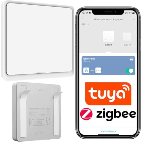 Sone Smart One Zigbee Schalter Aufputz – 3-in-1 Zigbee Taster/Fernbedienung mit Batterie – Einzel-/Doppelklick & Halten – Kompatibel mit Tuya/Smart Life – Für Licht, Rollos, Szenen – Weiß, 86x86x13 mm