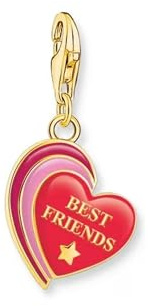 THOMAS SABO Charm-Anhänger BEST FRIENDS Herz vergoldet 925 Sterlingsilber, Kaltemail, 750 Gelbgold Vergoldung