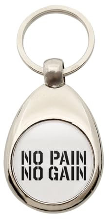 Huuraa Schlüsselanhänger No pain gain Hantel Geschenk Metall Einkaufswagenchip No pain gain Geschenkidee