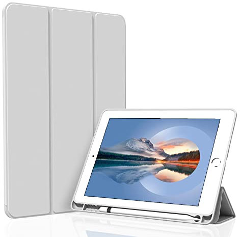 Figair Étui pour iPad Air 3/Pro 10,5 - Arrière en TPU souple ultra fin et léger - Smart - Avec porte-stylo - Pour iPad Air 3ème génération/Pro 10,5 - Gris