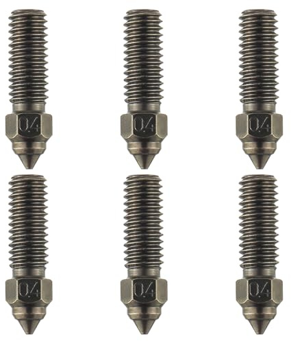 HUAREW 3D Drucker Düsen aus gehärtetem Stahl 0,4 mm Hochgeschwindigkeitsdruck und Extruderdüsen mit hohem Durchfluss für K1, K1 Max, CR-M4, CR-10 SE, Ender 3 V3 KE (6PCS)
