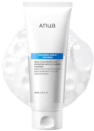 ANUA Hydrating Gentle Foaming Cleanser, Hyaluronsäure, Glycerin, Zink, Panthenol, koreanisches Gesichtswaschmittel für trockene Haut, für doppelte Reinigung, koreanische Hautpflege, 150 ml
