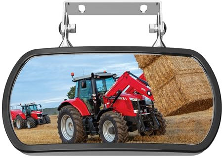 Lifronkit Traktorspiegel, Edelstahl Rückspiegel und Seitenspiegel für Traktoren, Gabelstapler, LKW, Boote, geeignet für John Deere, Kubota und mehr, Konvexspiegel mit U-Halterung