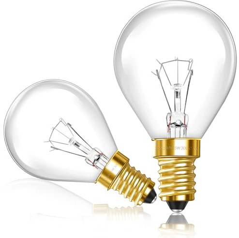 E14 Wax Warmer Bulbs Dimmable, G45 Scentsy Light Bulb for Wax Burner Bulb, 2700K Warm White, AC 230V, 250LM, Up to 300°C Heat Resistant, Small Edison Screw Bulb, for Wax Melt Burner, Oven, 2 Pack