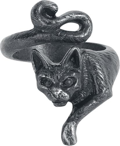 Alchemy Gothic Le Chat Noir Ring Frauen Ring schwarz S-M Hartzinn Gothic, Katzen, Rockwear