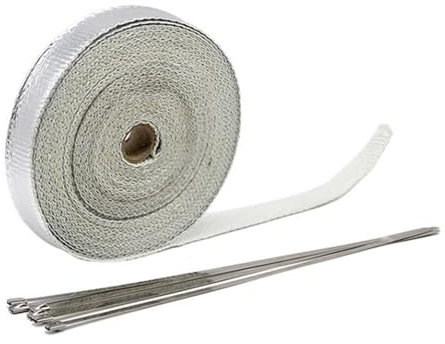 Cinta Anticalorica Para Escapes Envoltura de escape for motocicleta, escudo térmico, cinta aislante térmica, aislamiento de tubería de fibra de vidrio con bridas de acero inoxidable, 5cm * 5M/10M/15M(