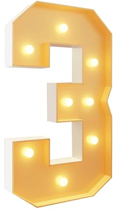 Grand chapiteau lumineux numéro 3 de 70 cm pour chapiteau lumineux de 0 à 100 chiffres pour anniversaire, jeu, mariage, demande en mariage