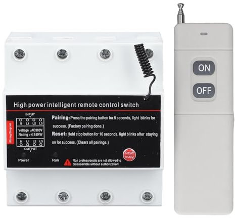3-phasiger Kabelloser Fernschalter AC380 V, Intelligenter Netzschalter, 3000 M Fernsteuerung, Fernbedienungsschalter für Pumpenmotor, Bauernhof, Landwirtschaft, Garagentor,