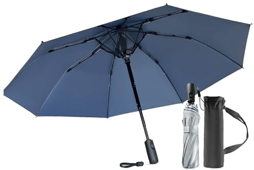 Sombrilla con ventilador, paraguas portátil con ventilador de refrigeración UPF 50+, paraguas plegable para sol y lluvia, paraguas de viaje recargable por USB para protección contra el calor,