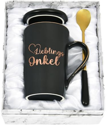 Joymaking Kaffeetasse Geschenk für Onkel Geburtstagsgeschenk Lieblings Onkel Geschenk zum Weihnachten für Onkel Weihnachtsgeschenke, 400ML Schwarz