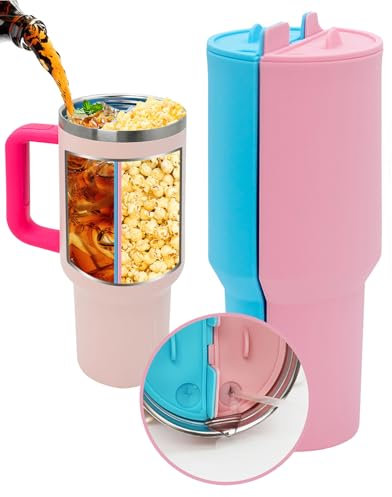 Stanley Becher-Trenner, 2-in-1-Innenschale für Stanley 1,2 l, 2-in-1-Getränketrenner, Silikoneinsatz mit auslaufsicherer Silikon-Abdeckung, doppelte Getränkebeutel, wiederverwendbare Auskleidung (Rosa