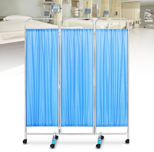 Hydravex Medizinischer Sichtschutz, 3/4/5/6-Panel-Mobilraumteiler und Faltbare Sichtschutzwände mit Rädern für Notaufnahme, Station, Krankenhaus-Trennwand, Sichtschutztrennwand,3Panel