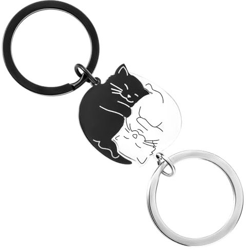 Teaaha Katzen Paar Schlüsselanhänger, Paare Pärchen Schlüsselanhänger Puzzle Katze Schlüsselbund Paare passende Geschenke Schlüsselanhänger für Valentines Day Jahrestag Geburtstag Hochzeit Jahrestag