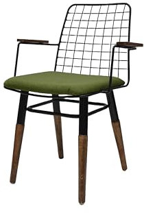 Stuhlmann Stühle - Stuhl Portsmouth 755A - Esszimmerstuhl, Küchenstuhl, Polsterstuhl, Wohnzimmerstuhl, Balkonstuhl, Terrassenstuhl mit Metallgestell, Holzbeinen und Armlehnen (Grün)
