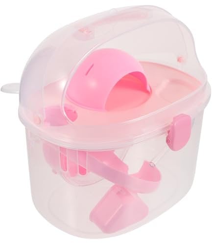 TOBBOMEY Nagerkäfig Hamsterkäfig Kleiner Haustierträger Haustierkäfig Transportkäfig Für Kleine Haustiere Hamster Tragekäfig Kleine Haustiere Mit Käfig Hamsterträger Meerschweinchenhalter Rosa Plastik