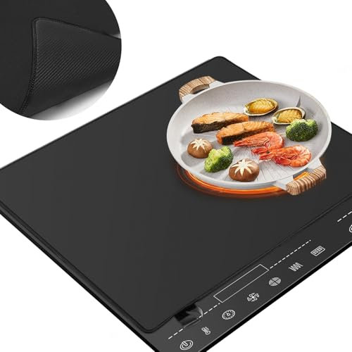 Lnopever Induktionskochfeld Abdeckung,61.5 * 53cm Herdabdeckplatte Spritzschutz Schutzmatte FüR Induktionskochfelder, KüChenschutz-Sensorplatte Multifunktionales HitzebestäNdiges Silikonpad