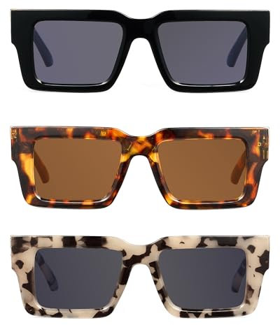 JM Occhiali da Sole da Lettura Donna Completamente Ingranditi con Cerniera a Molla, Occhiali da Vista Moda con Protezione UV 3 Pack 2.5