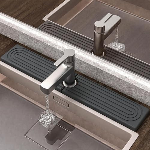 LAIKAIEU Tapis De Robinet pour Évier De Cuisine, Diatomite Séchage Rapide, Protecteur D'évier Super Absorbant, Gardien pour La Cuisine, Comptoir De Salle De Bain (Gris Foncé,60 * 10cm)