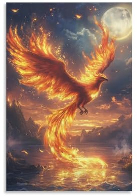 ESPLJQRYX Phönix Wandbild Leinwand Gemälde WanddekoRatteteion Wandposter Kunstdruck Für Schlafzimmer WanddekoRatteteion Gerahmt 20x30inch(50x75cm)