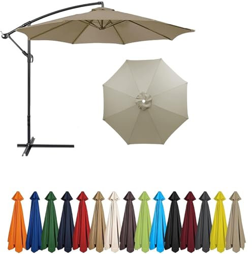 BLGVGKLPNT Toile de Rechange pour Parasol 4,0-2,0 Mètres 6/8 Baleines, Extérieur Auvent de Remplacement,Toile Parasol, Auvent de Remplacement Parasol déporté (8ribs:4m/13.1ft,Brun)