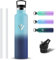 Grsta Botella Agua Acero Inoxidable 1 litro, Reutilizable Cantimplora Aislada sin BPA con Pajita y Filtro, Botella Agua Termica con 2 Tapones, Prueba de Fugas Termo para Hogar, Cámping, Senderismo