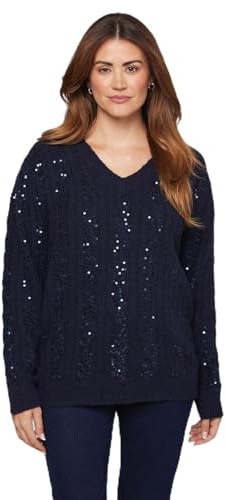 Wallis Christmas Sequin Knitted Jumper, S, Navy
