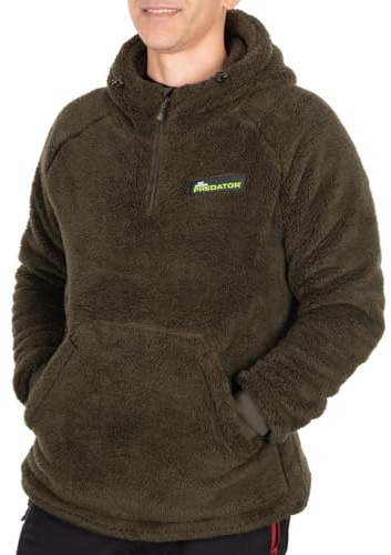 Fox Rage Predator Sherpa Hoody Olive Green Medium | Pike Fishing Fleece | Incredible Warmth and Comfort | Adjustable Hem and Hood Predator Logo | Ideal for the Coldest Weather | Code FPR002
