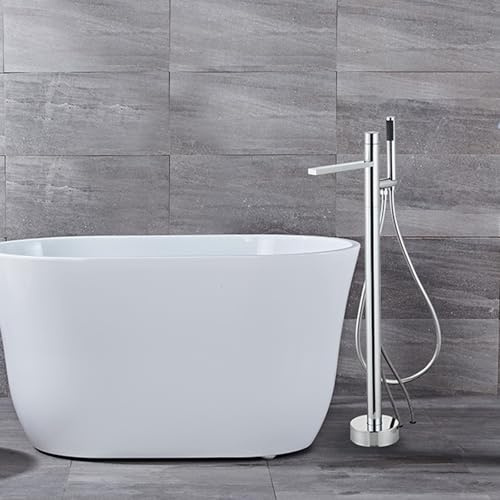 BiaoTeng Robinet de Baignoire Sur Pied avec Douchette eau Chaude et Froide Robinet de Baignoire au Sol Laiton Chromé