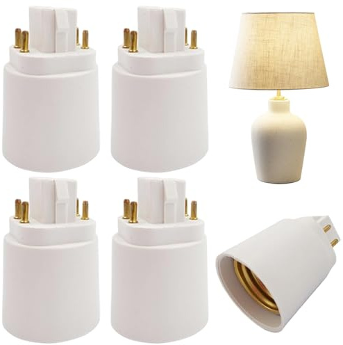 Touch Lamp Adapter 4PCS Heat Resistant 4 Pin LED Light Bulb Adapter Screw-Based GX24Q Light Bulb Converter Socket for Lamp Replacement Conversion