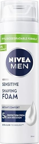 NIVEA MEN Sensitive Beruhigender Rasierschaum für Männer 200 ml (Packung mit 5)