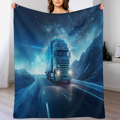 LLLBBB Decke LKW-Muster Decken Tagesdecke - Weiche Flannel Decke Sofadecke - Wohndecke Sofaüberwurf Bettüberwurf 130×180cm