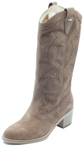 Nero Giardini E615122D Velour MOU Stivali per Donna in Nabuk Marrone con Tacco Basso (Taglia 38)