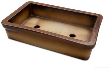 K&K Keramik Orginal Bonsaischale viereckig 29x18x7 frostsicher braun-glänzend