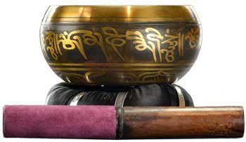 12,7 cm Noir Bol chantant tibétain [Rsb5] -